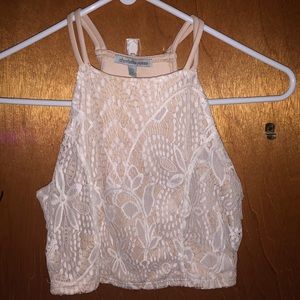 White and nude crop top